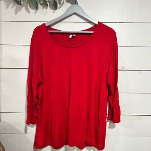 Cato Flowy Red 3/4 Sleeve Top